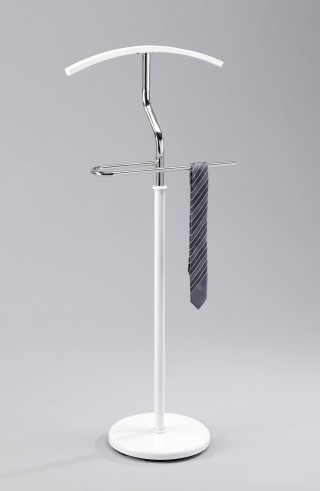 Metal Clothes Valet Stand - SV002 | , powder coating heavy metal base and frame. Wooden top hanger & chrome tie-holder.
