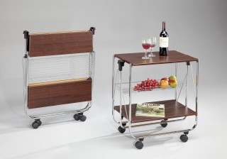 Foldable Wood Serving Trolley Cart