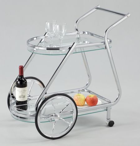 Glass Wine Bar Cart - SA052B | , tempered glass in chrome or brass metal finishing. 2 big carriage wheels .