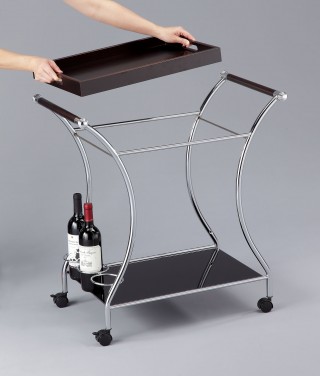 Wood Wine Trolley Cart - STR008B | movable top tray