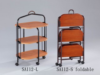 3 Shelve Foldable Wood Serving Trolley Cart -  | Different size for your choice