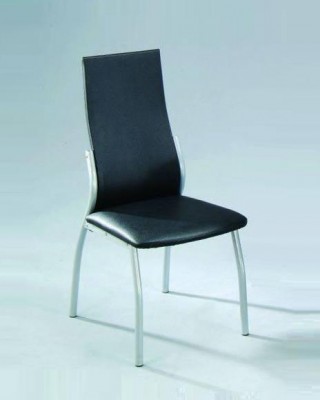 Round Tube Synthetic Leather High Back Dining Chair