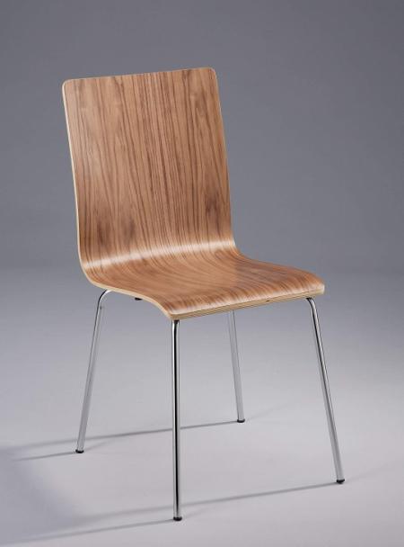 Metal Legs Frame Bentwood Rectangular Dining Chair - SC002 | Walnut veneer