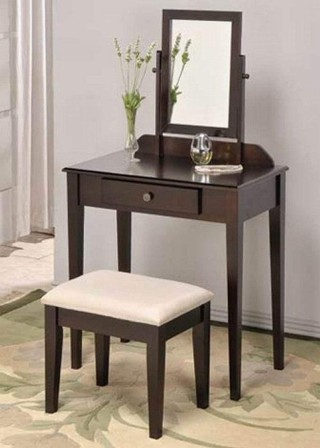 Solid Wood Dressing Table & Stool with Mirror