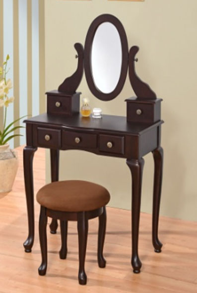 Oval Mirror, 5 Drawers Makeup Desk Set