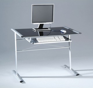 Black Printed Glass Computer Desk - SP003 | 