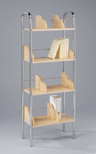 Metal Tube 4-Tier Wood Book Shelf