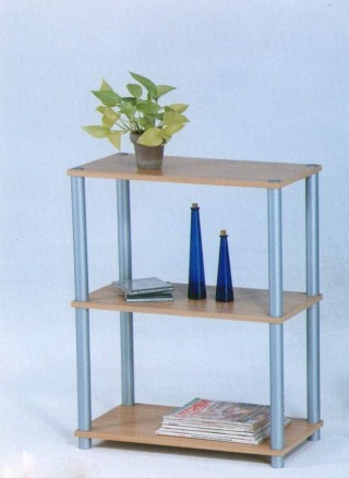 Plastic Tube 3-Tier Wood Storage Shelf