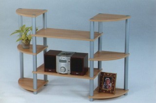 Plastic Tube 8-Tier Wood Storage Entertainment Shelf - SS021 | 