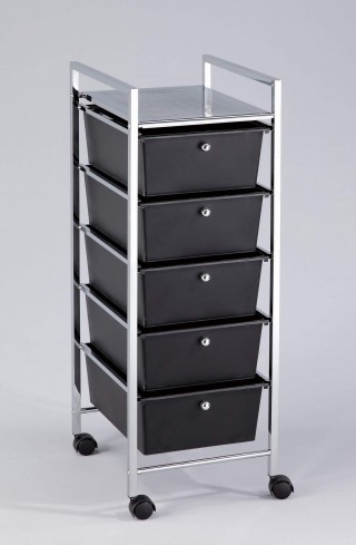 Rolling Organizer Plastic Cart, 5 Large Drawers