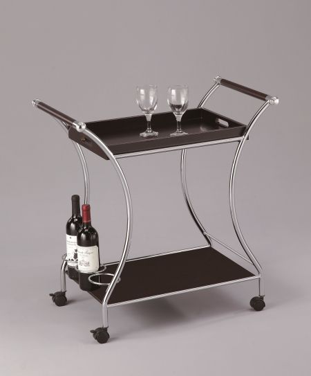 Wood Wine Trolley Cart - STR008B | , movable MDF top tay & bottom panel