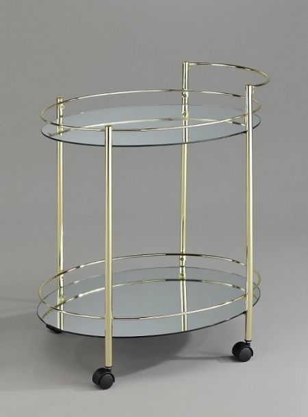 Glass Liquor Bar Cart - STR024 | , safty mirror glass tiers , brass metal frame