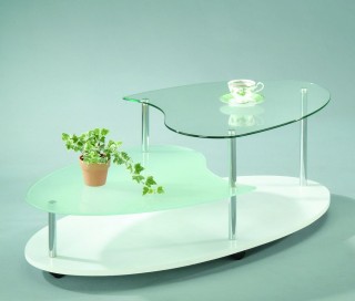 Stylish Oval Glass Coffee Table Trolley