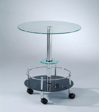 Stylish Round Glass Mobile End Table - STS016 | 