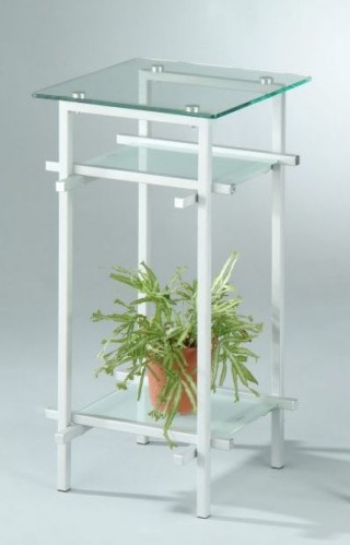 Living Room Furniture Metal Tube Glass Pedestal Table
