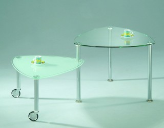 Stylish Triangular Glass Turning Coffee Table