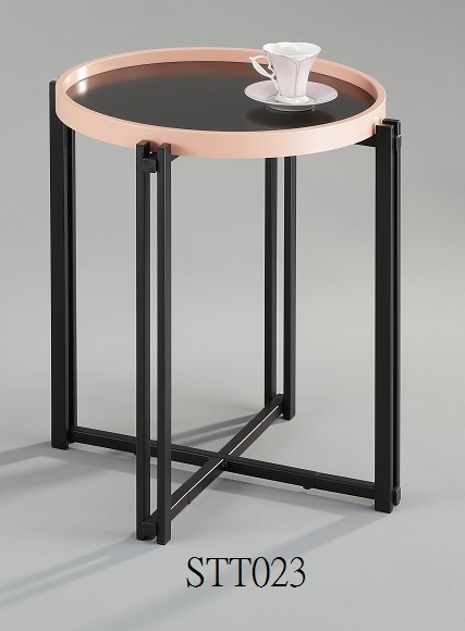 Wooden Tray Table - STT023 | Removable round table top  & powder coating metal frame